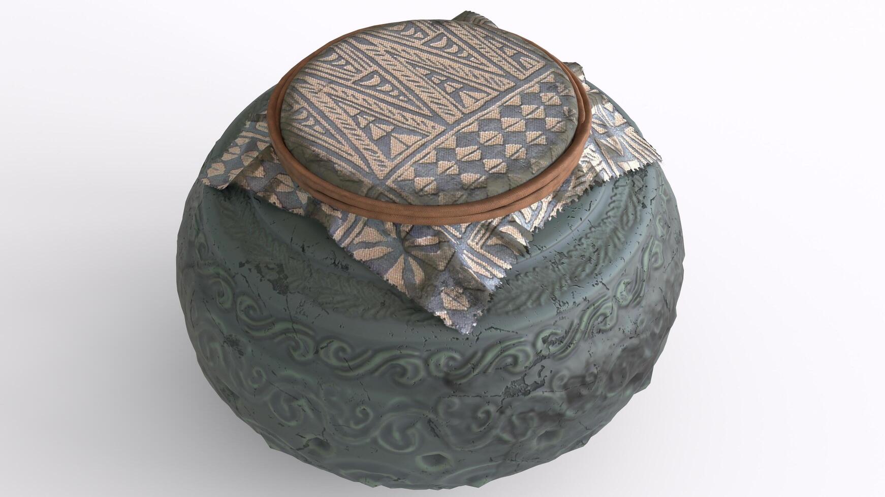 urn of ashes with white background photo