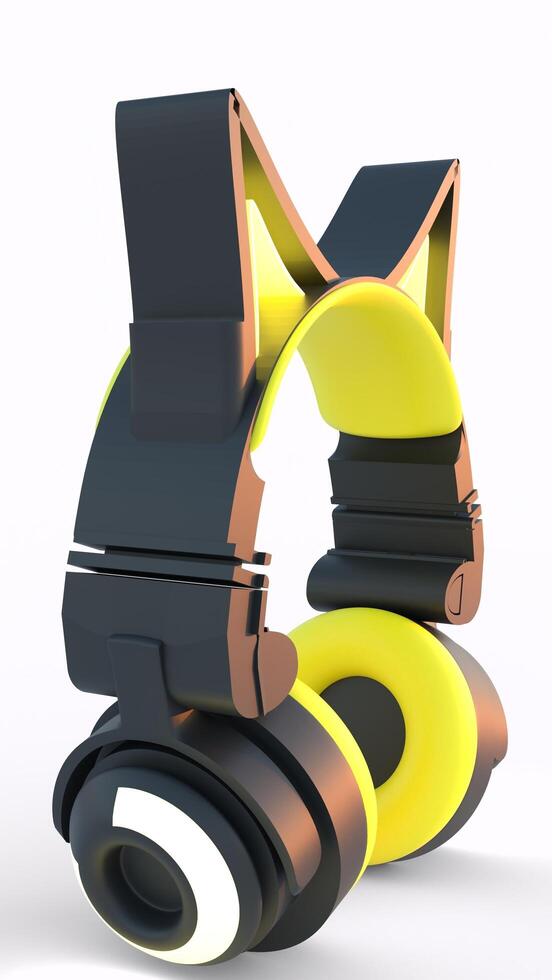 yellow and black headphones with white background photo