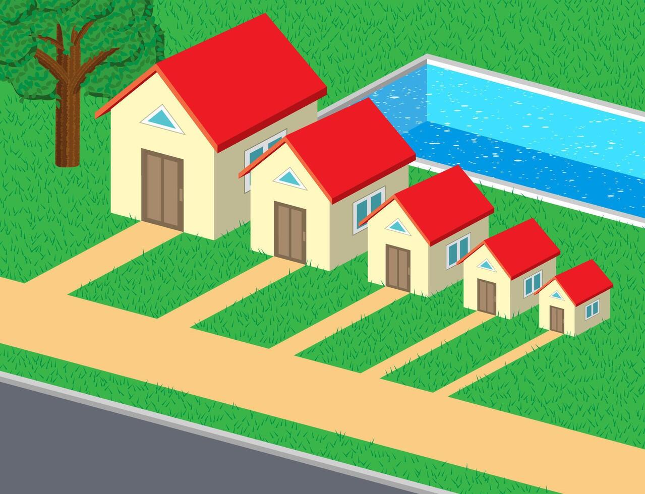 Family of cute houses vector