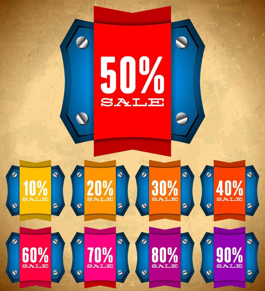 Set of vintage labels with sale percent vector