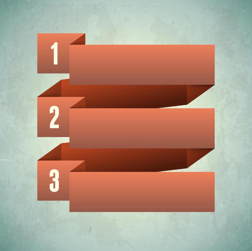 Vintage grungy card with infographic ribbons vector
