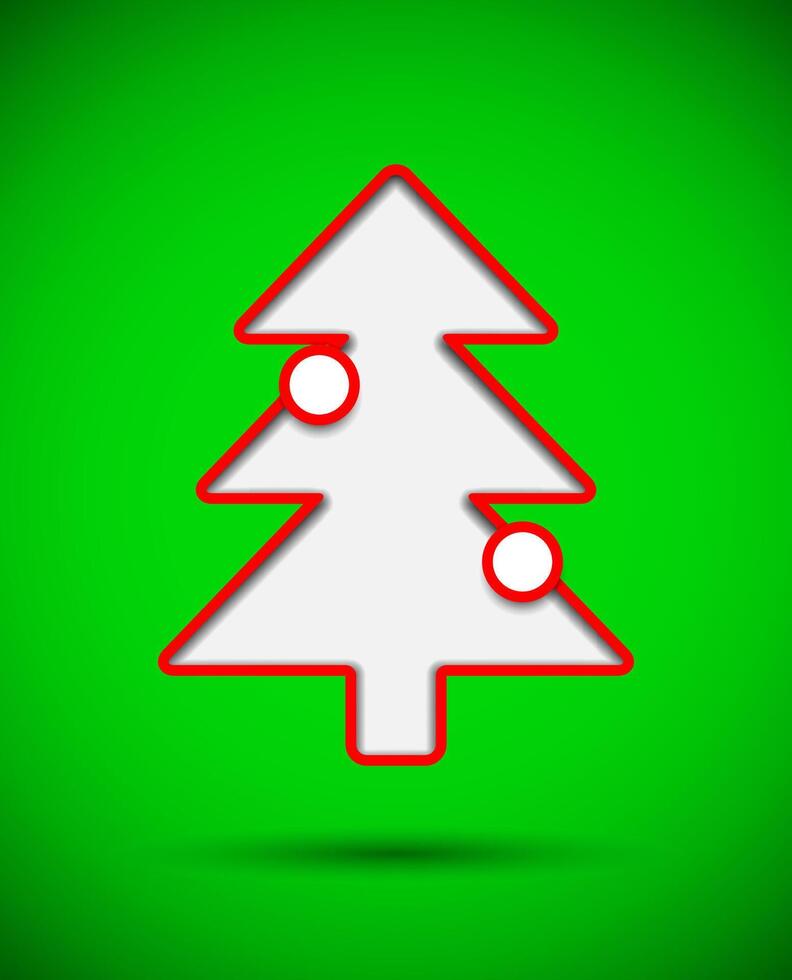 Card with cut out christmas tree with baubles vector