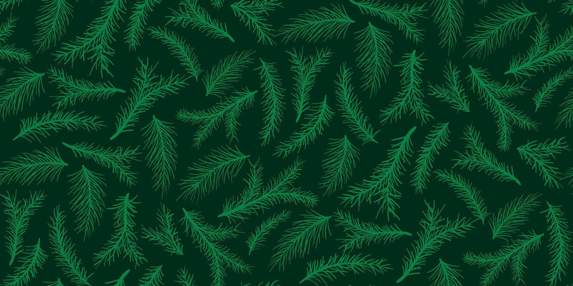 Seamless pattern with hand-drawn branches of spruce, pine, fir vector