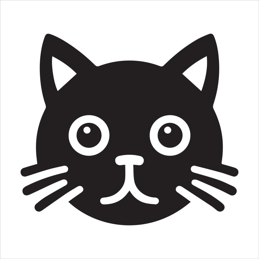 Cat head silhouette in black circle icon vector