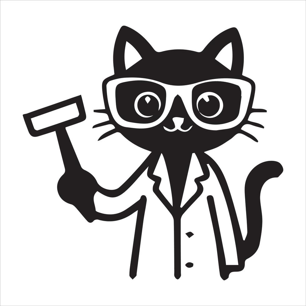 Black cat holding a knife and a fork vector