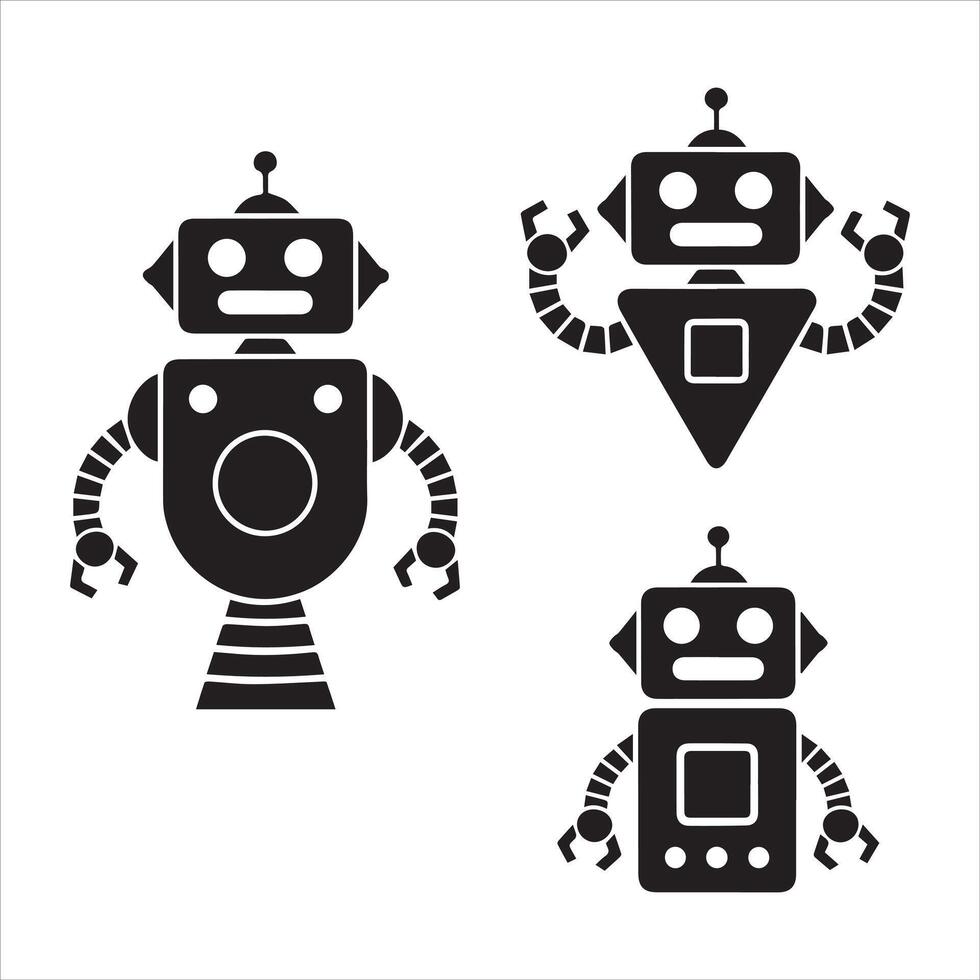 Minimalist set of robot icon in sleek flat style for modern design vector