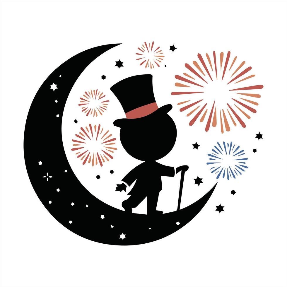Elegant moon night isolated graphic design template vector