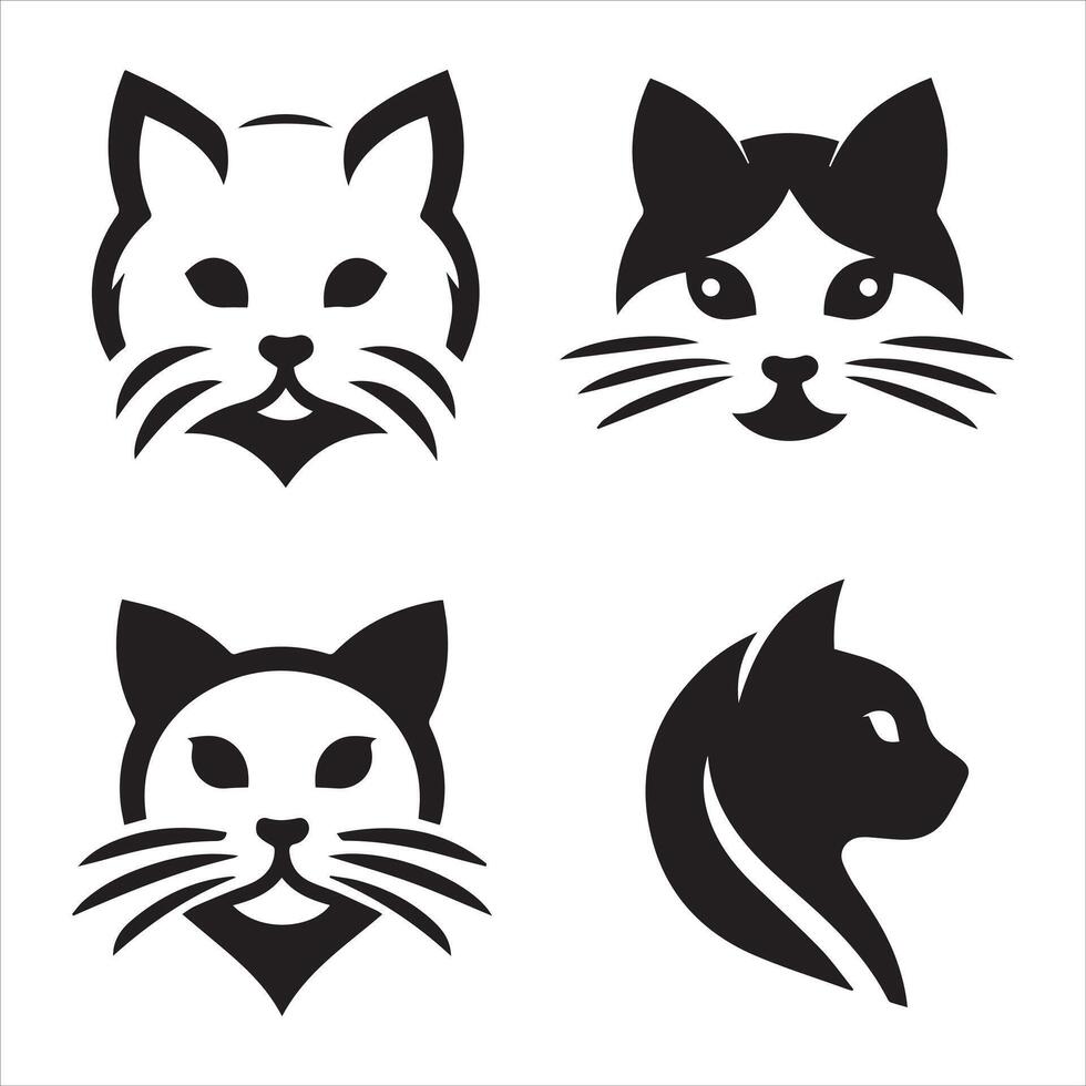 Modern cat logo collection stylish symbols for your business vector