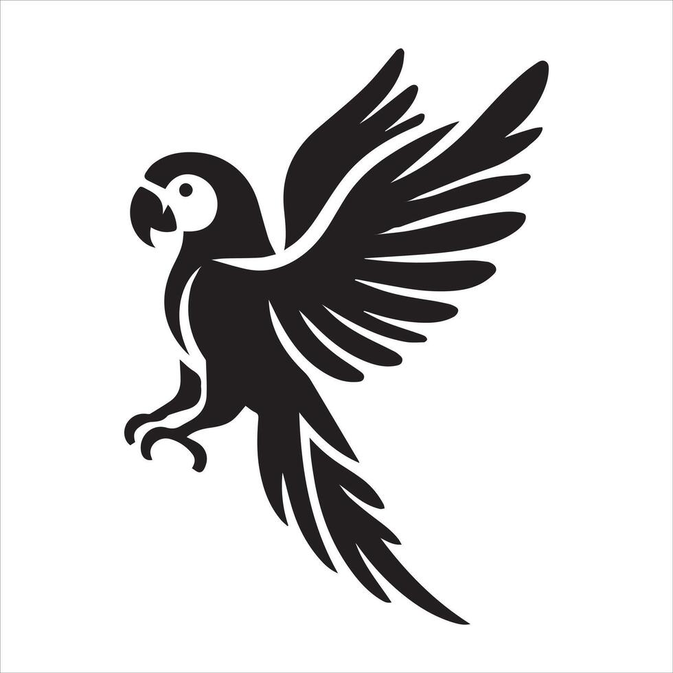A silhouette parrot on a branch clipart design vector