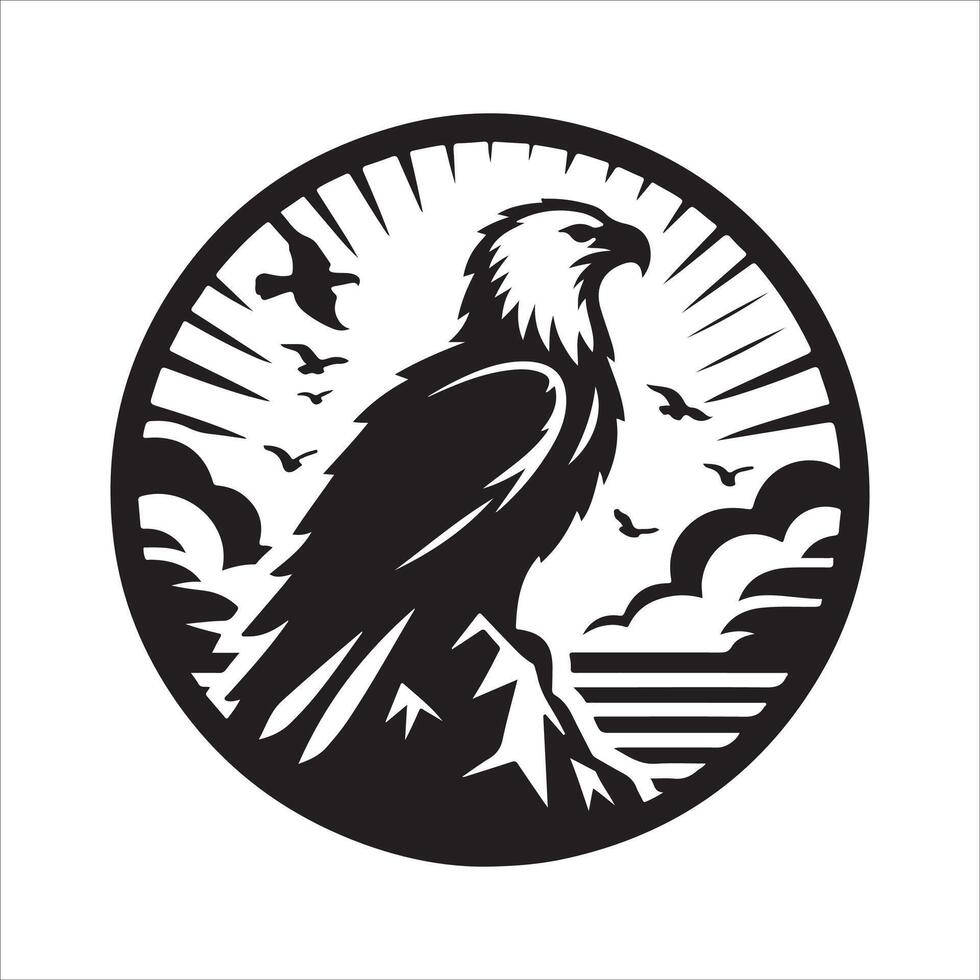 Eagle Head in Circular Frame Professional Silhouette vector