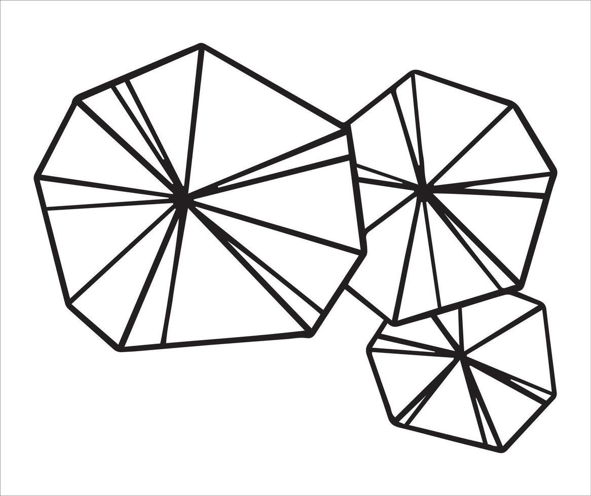 Top view three trees, hand drawing. architectural ink drawing. vector
