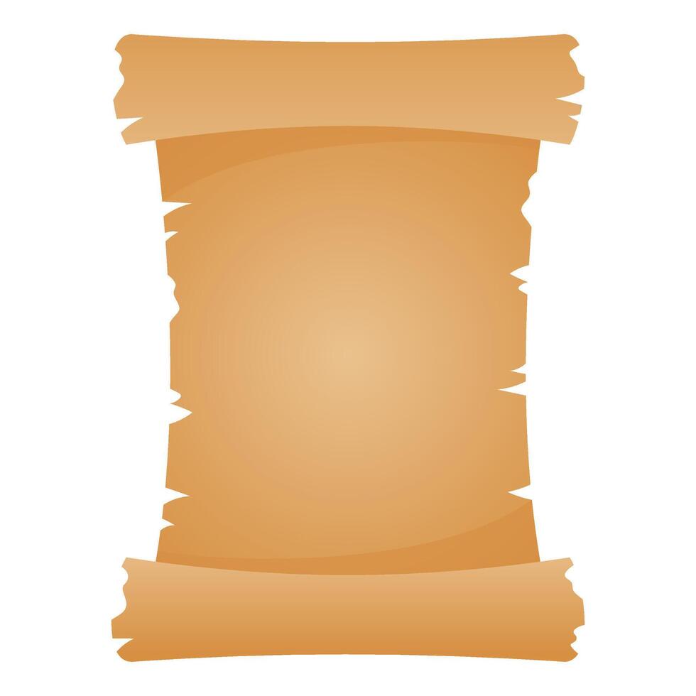 Parchment, papyrus scroll, antique paper in cartoon style isolated on white background vector