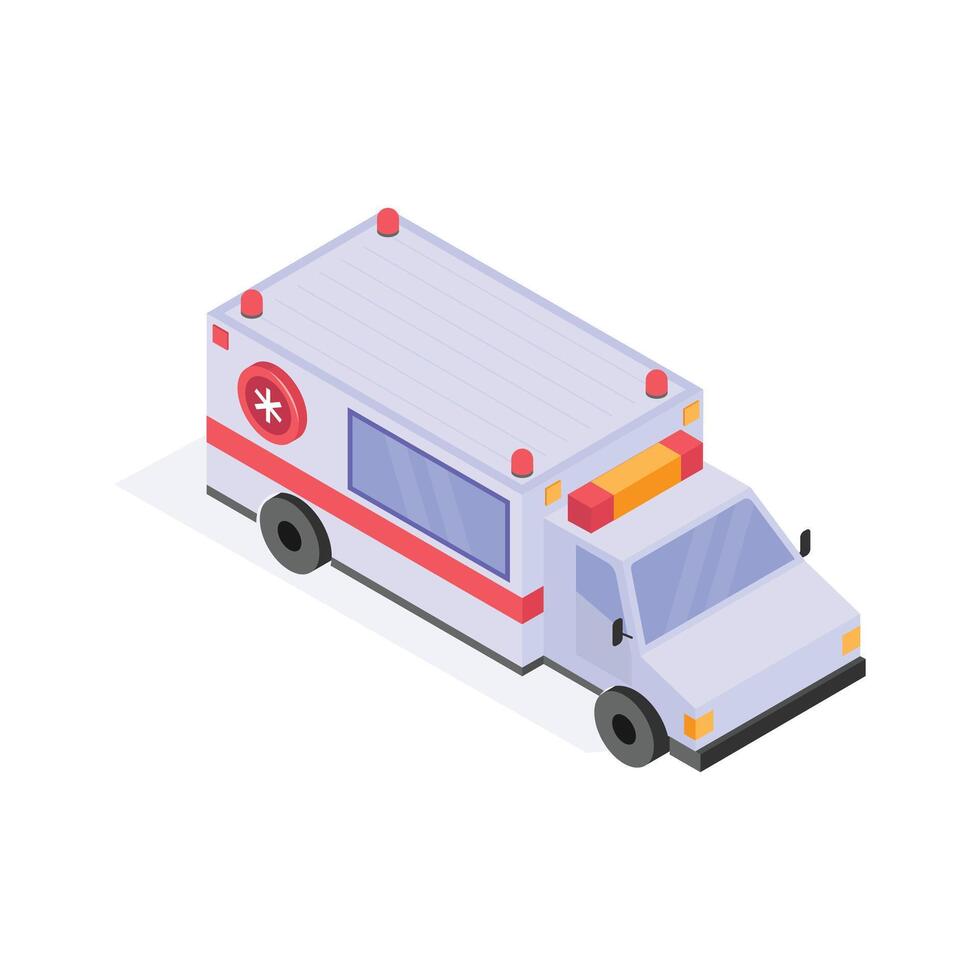 Patient transport, medical emergency vehicle, concept icon of ambulance vector