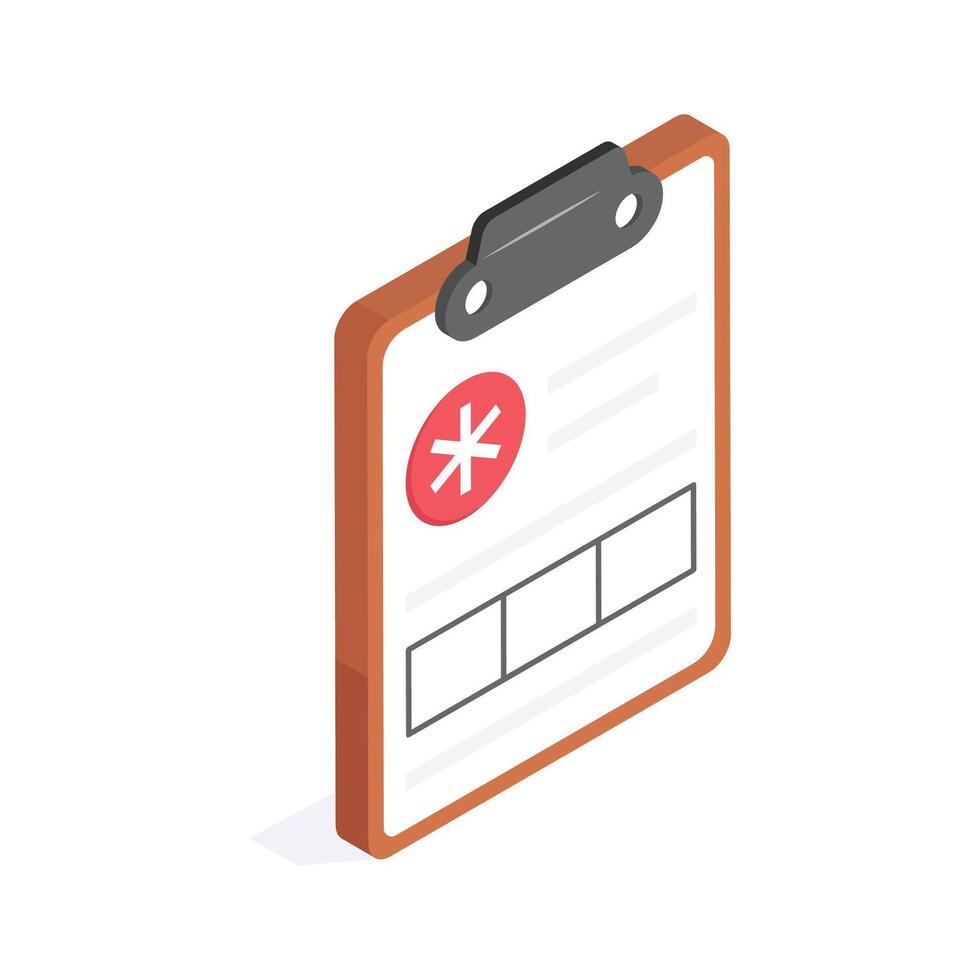 Illustration of a medical clipboard for recording patient information vector