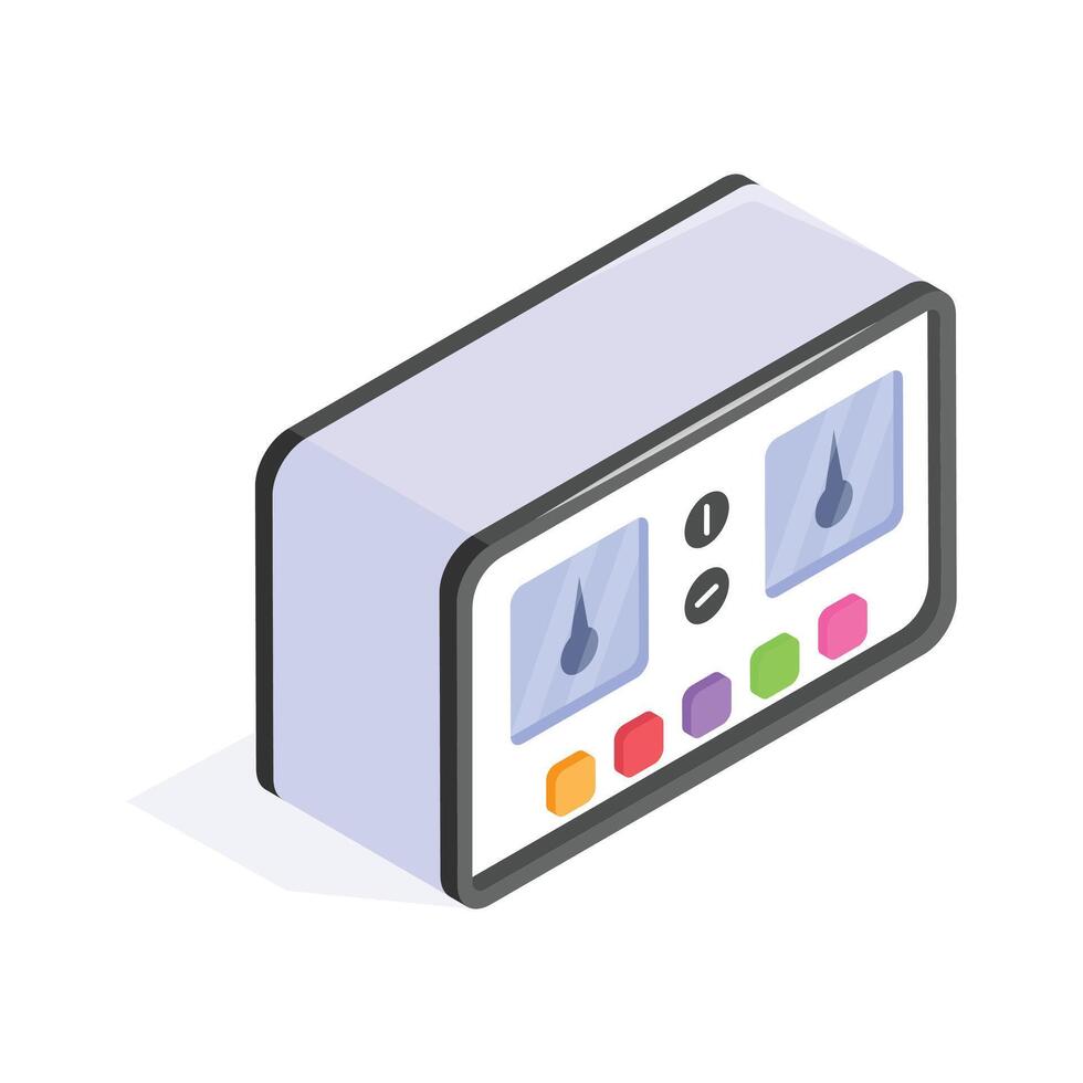 Control panel with settings, representing healthcare equipment operation vector