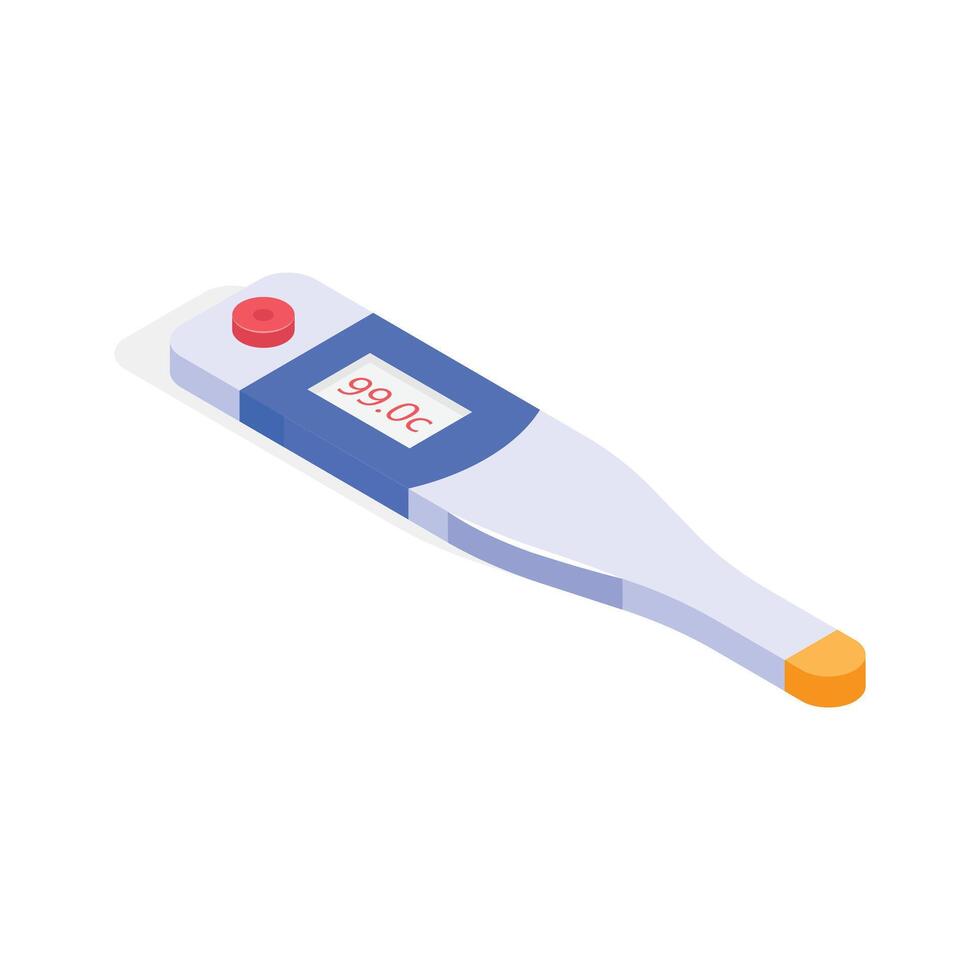 Digital thermometer isometric icon, Body temperature measurement vector