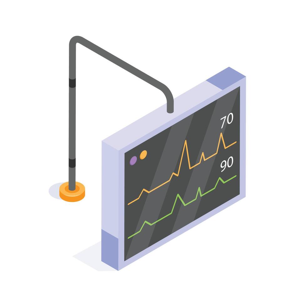 Electronic heart rate monitor displaying vital signs vector