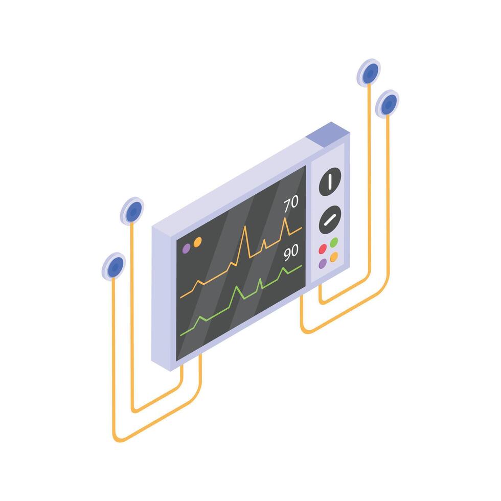 Medical machine on stand for monitoring heart rate and vitals vector