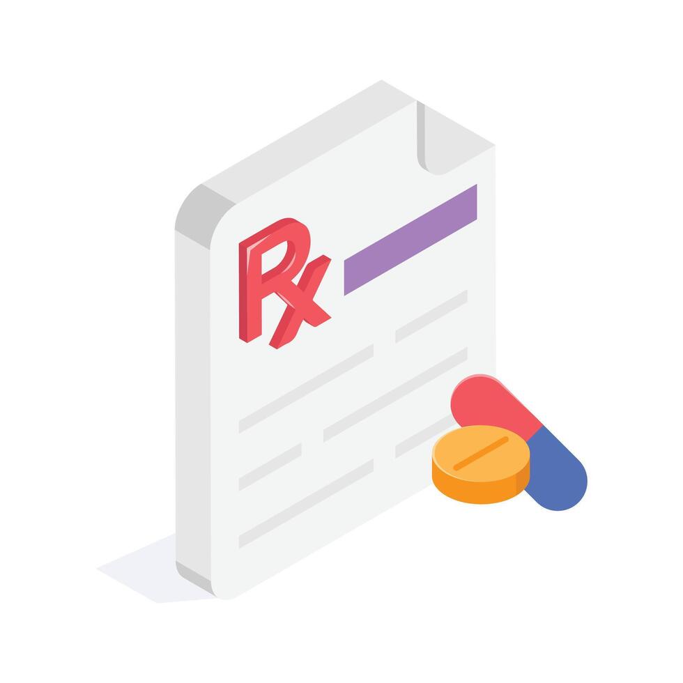 Prescription form with medication prescribed for patient treatment vector
