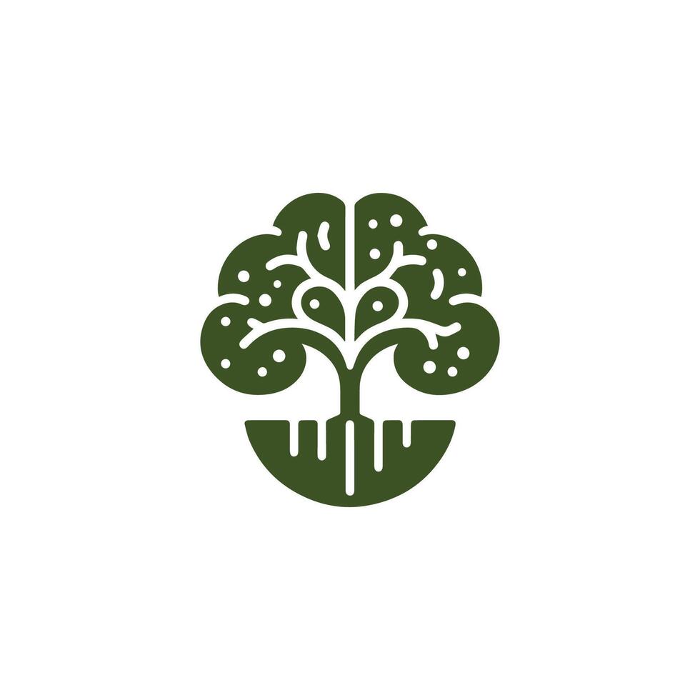Tree brain logo vector