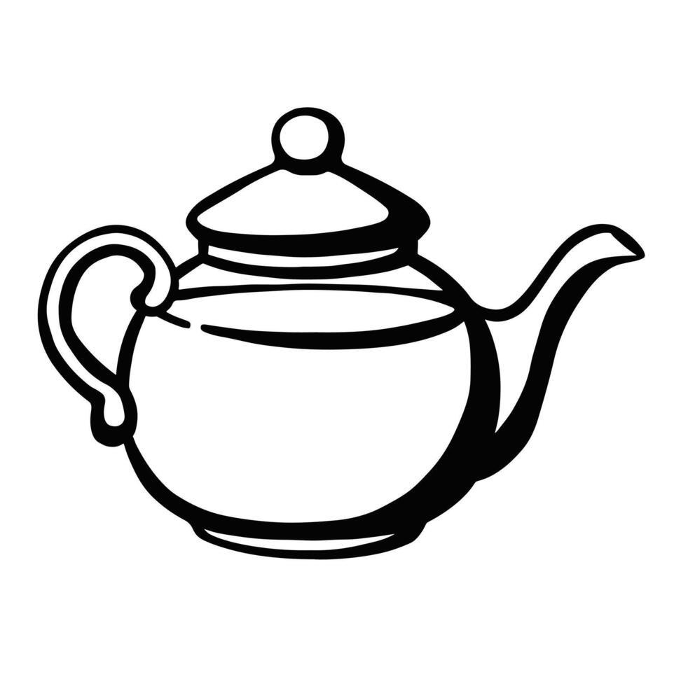 Teapot glass teapot hand drawn illustration vector