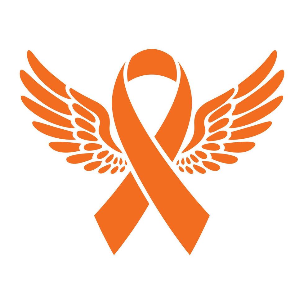 Orange Ribbon with Wings for Leukemia Awareness vector