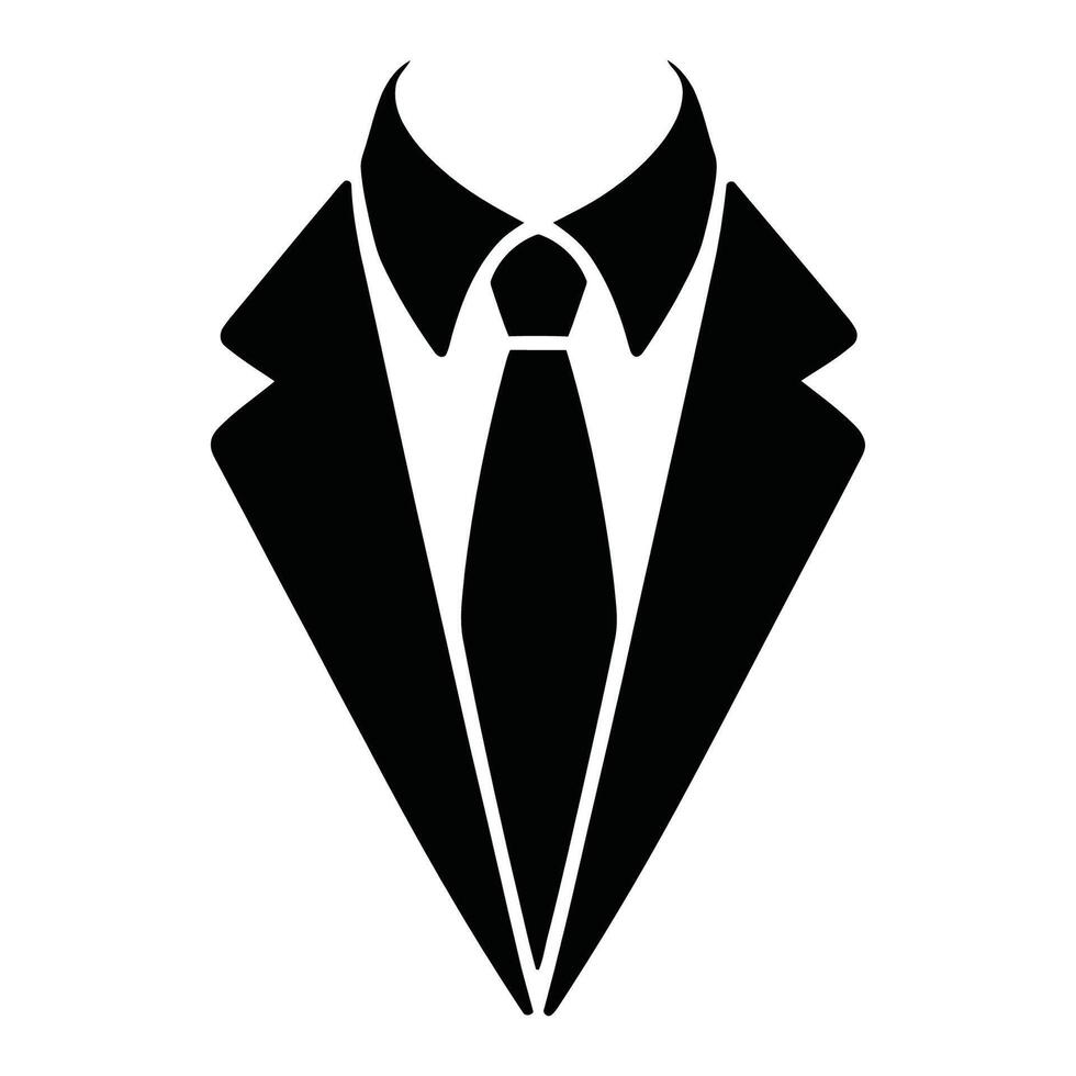 Stylish Black Suit and Tie Icon vector