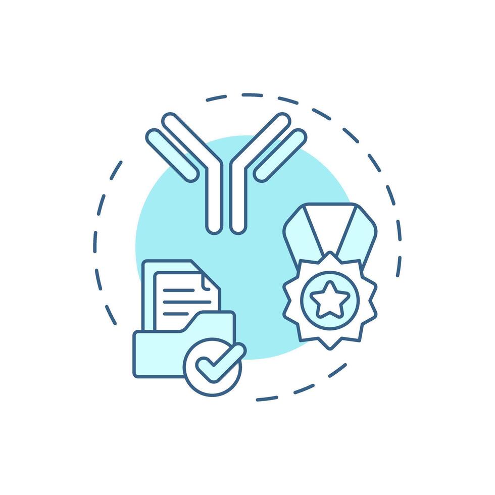 Antibody candidate selection soft blue concept icon. Antibody discovery stage. Evaluation and choosing. Round shape line illustration. Abstract idea. Graphic design. Easy to use in article vector