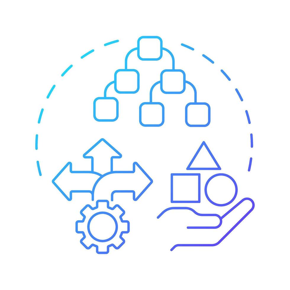 Diversity blue gradient concept icon. Data management, filtering. Methodology, algorithms. Round shape line illustration. Abstract idea. Graphic design. Easy to use article, blog post vector