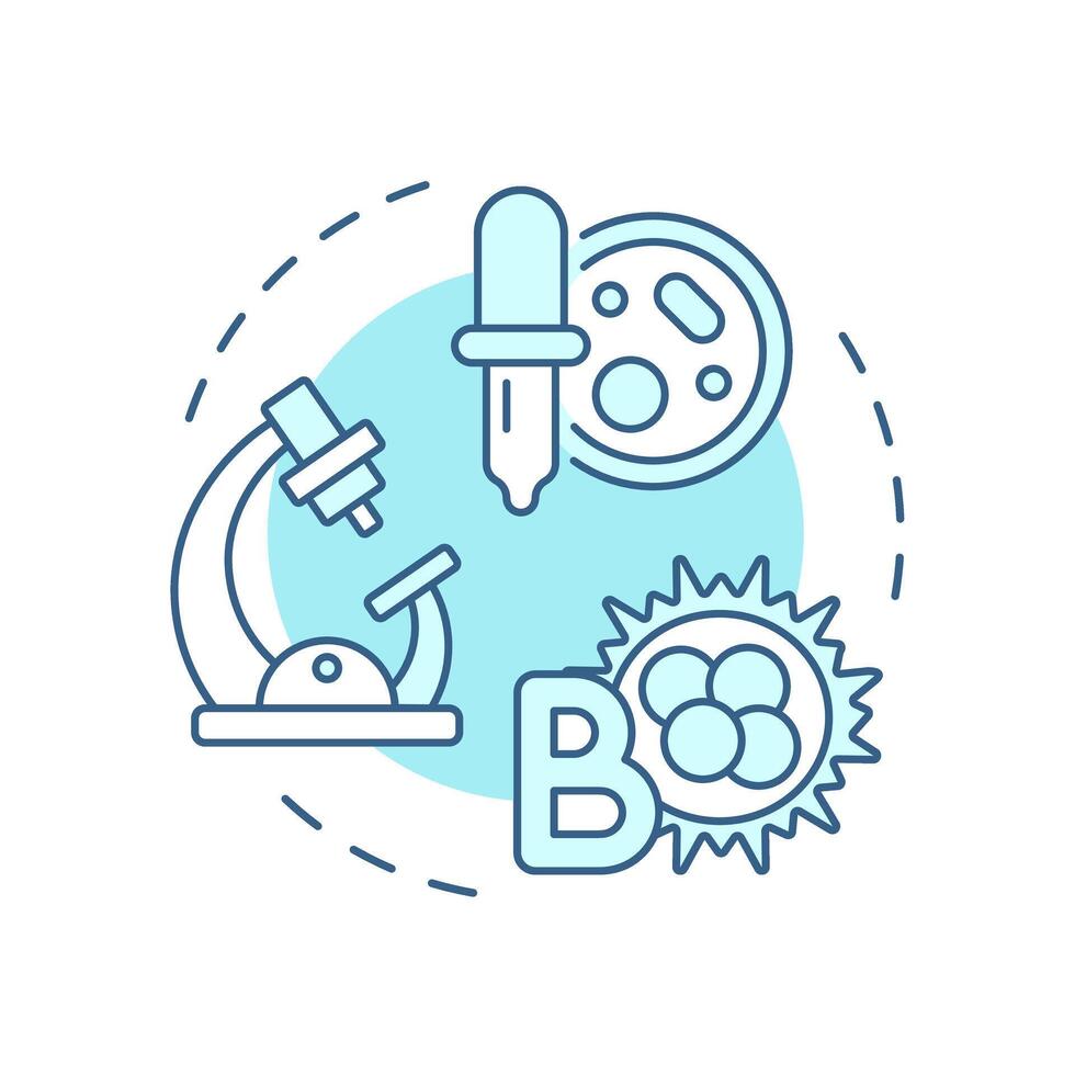 B-cell harvesting soft blue concept icon. Antibody production. Hybridoma technology. B-lymphocytes. Round shape line illustration. Abstract idea. Graphic design. Easy to use in article vector