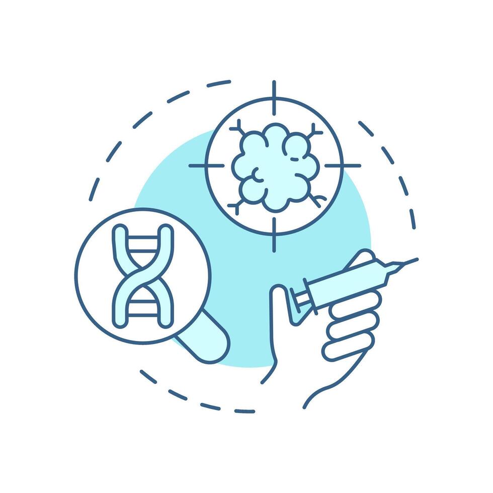 Cancer vaccines soft blue concept icon. Immunotherapy type. Oncology treatment. Precision medicine. Round shape line illustration. Abstract idea. Graphic design. Easy to use in article vector