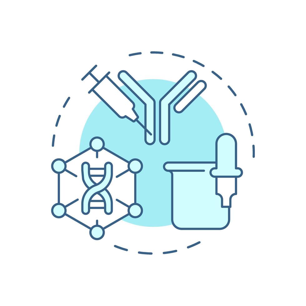 Antibody sequencing soft blue concept icon. Antibody production process. Genetic code. Cell structure. Round shape line illustration. Abstract idea. Graphic design. Easy to use in article vector