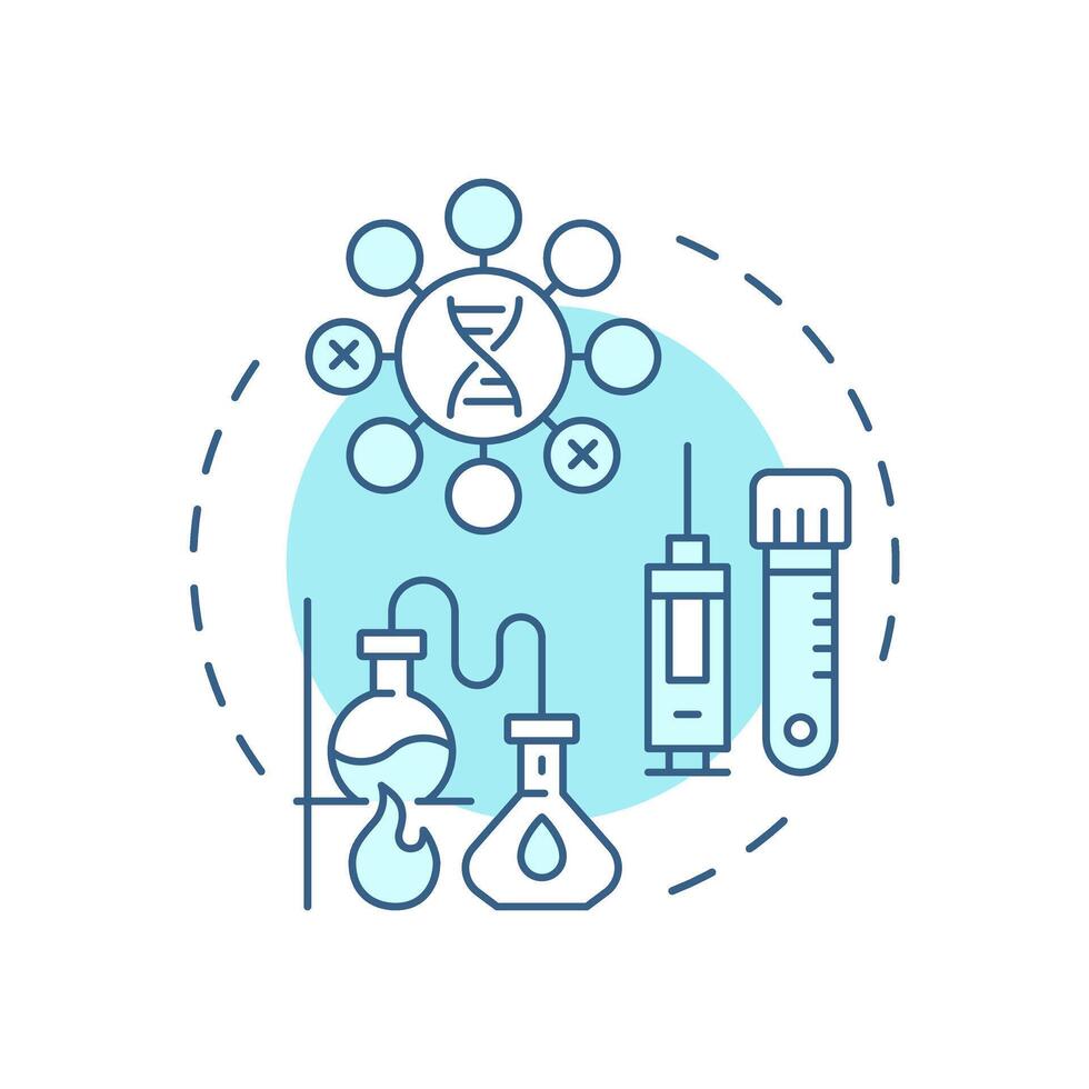 Antigen design and production soft blue concept icon. Antibody discovery stage. Biotechnology concept. Round shape line illustration. Abstract idea. Graphic design. Easy to use in article vector