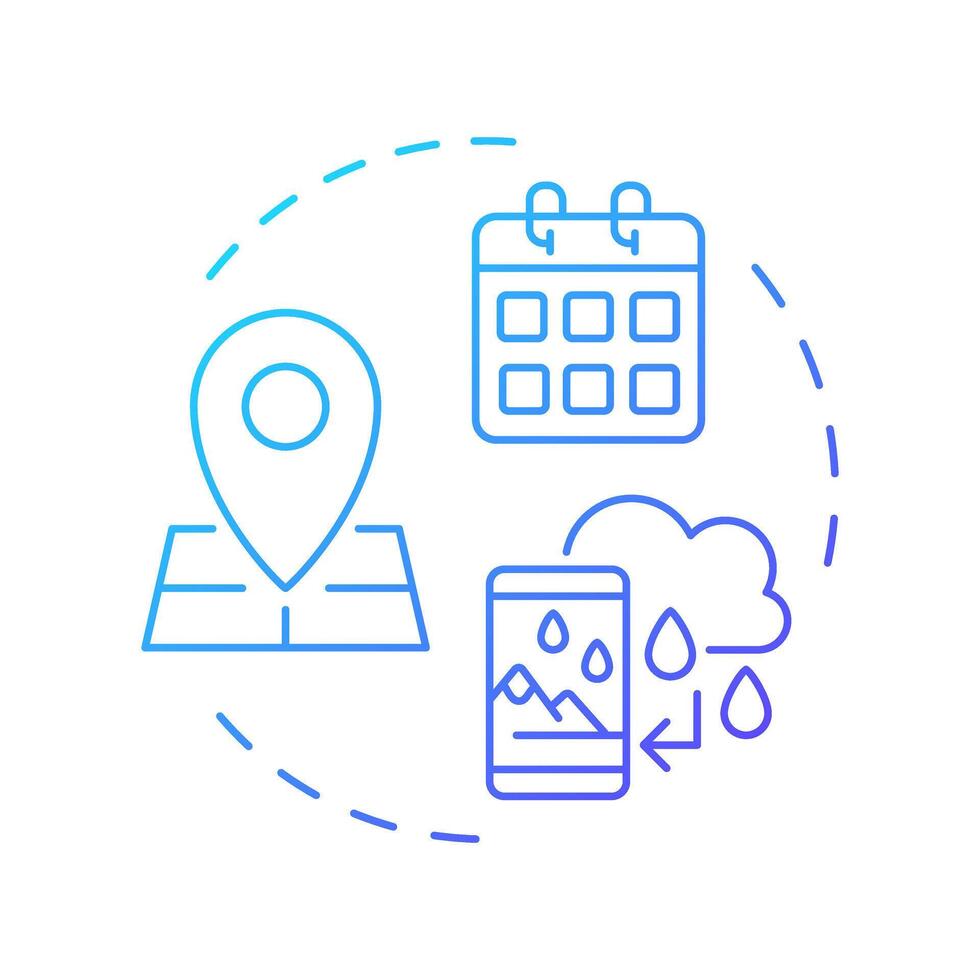 consciente del contexto recomendaciones azul degradado concepto icono ...