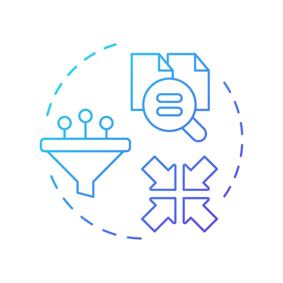 basado en artículos filtración azul degradado concepto icono. datos ...