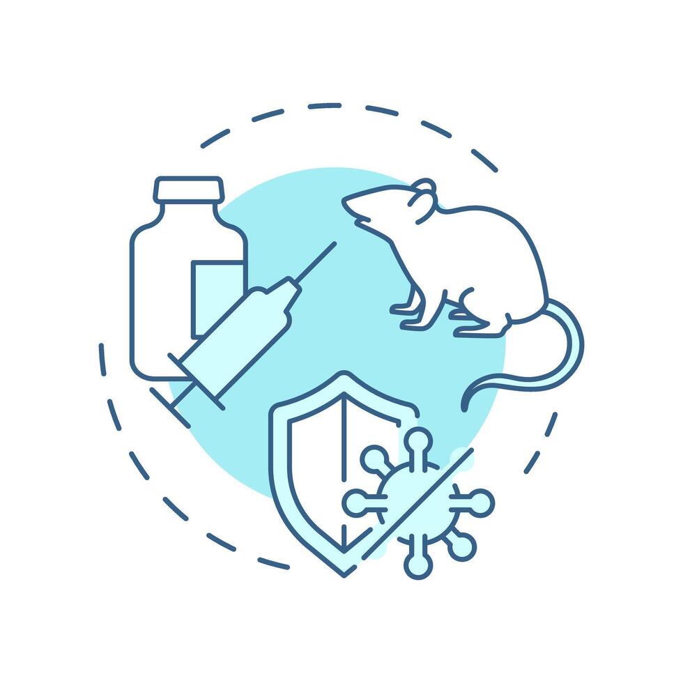 Immunization soft blue concept icon. Hybridoma technology. Antibody production. Laboratory mouse. Round shape line illustration. Abstract idea. Graphic design. Easy to use in article vector