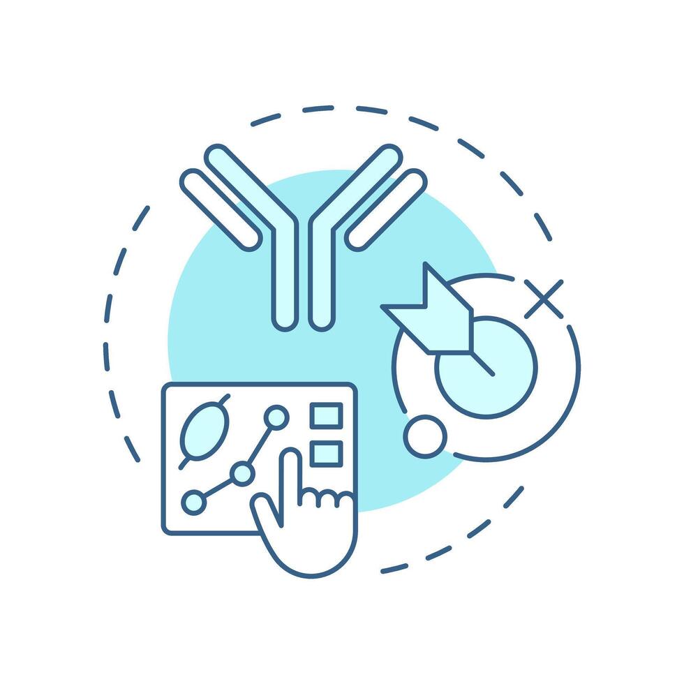 Hybridoma screening soft blue concept icon. Antibody production process. Testing cells. Data analysis. Round shape line illustration. Abstract idea. Graphic design. Easy to use in article vector