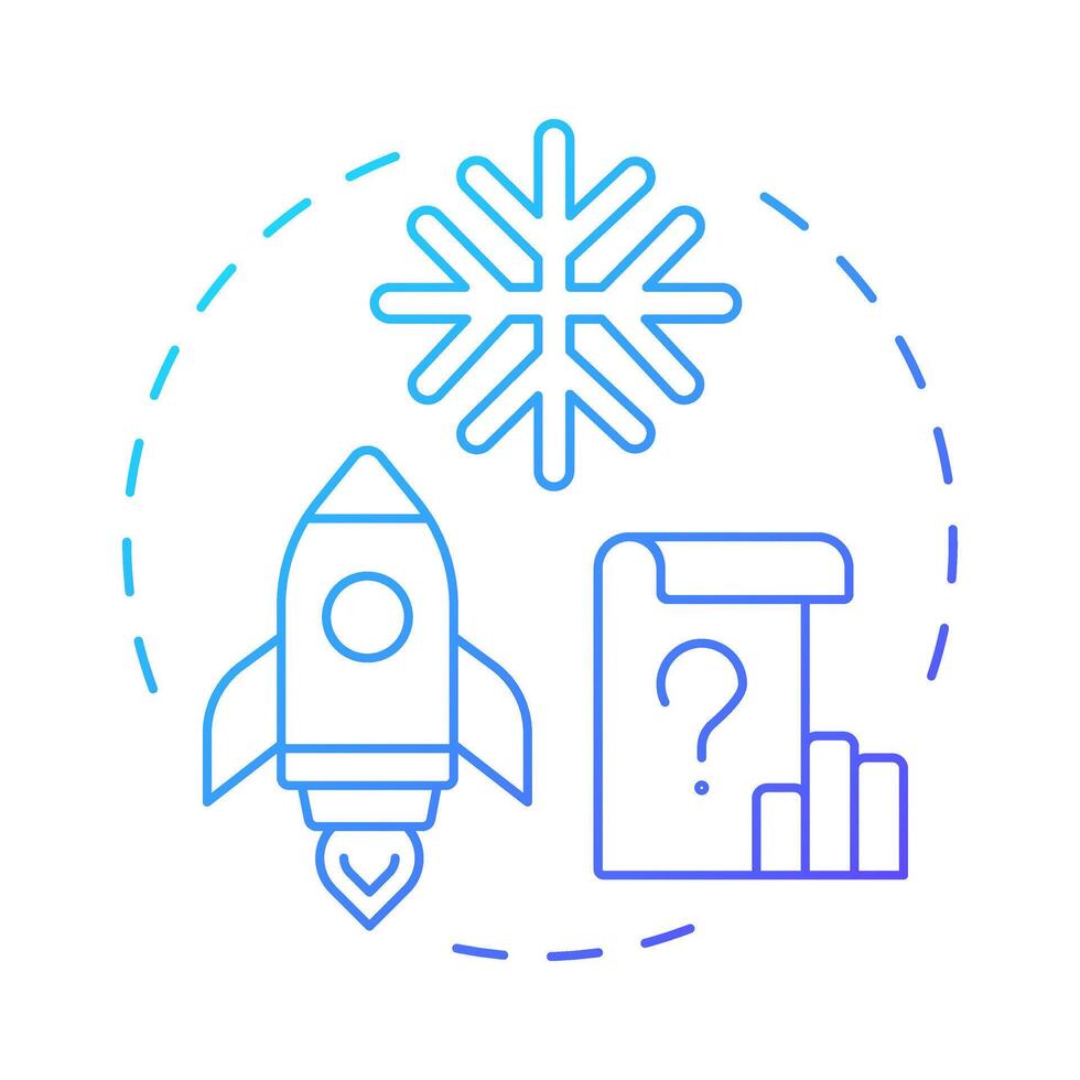 Cold start blue gradient concept icon. Recommendation system, marketing. Data organization. Round shape line illustration. Abstract idea. Graphic design. Easy to use article, blog post vector
