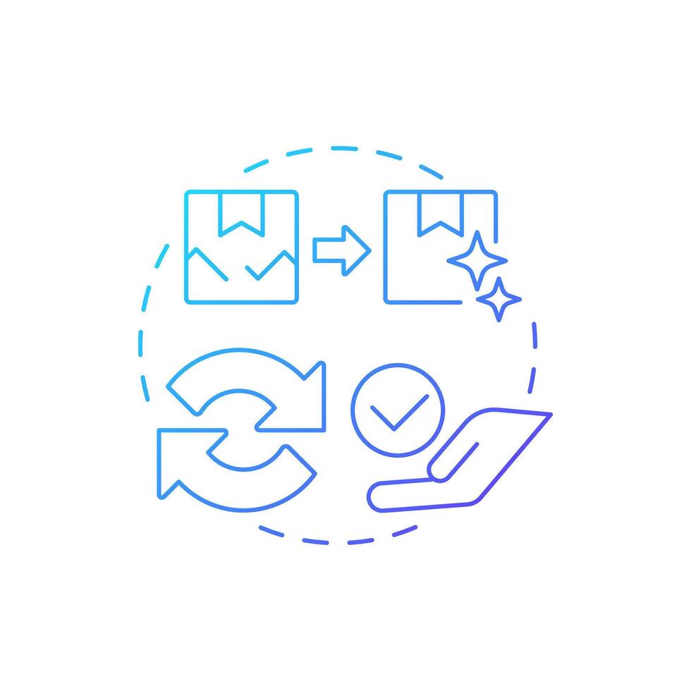 Replacement blue gradient concept icon. Reverse logistics. Product return and exchange. Customer service. Round shape line illustration. Abstract idea. Graphic design. Easy to use in article vector