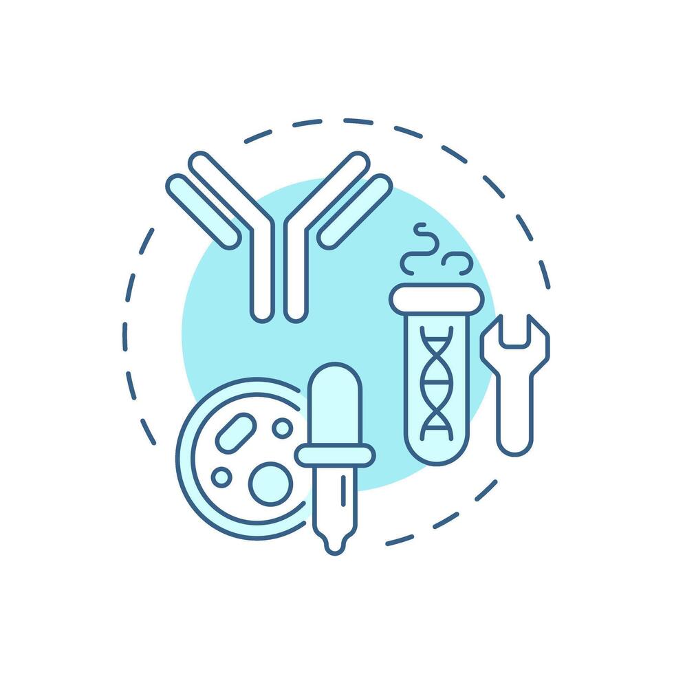 Recombinant antibody expression soft blue concept icon. Production process. Biotechnology. Protein synthesis. Round shape line illustration. Abstract idea. Graphic design. Easy to use in article vector