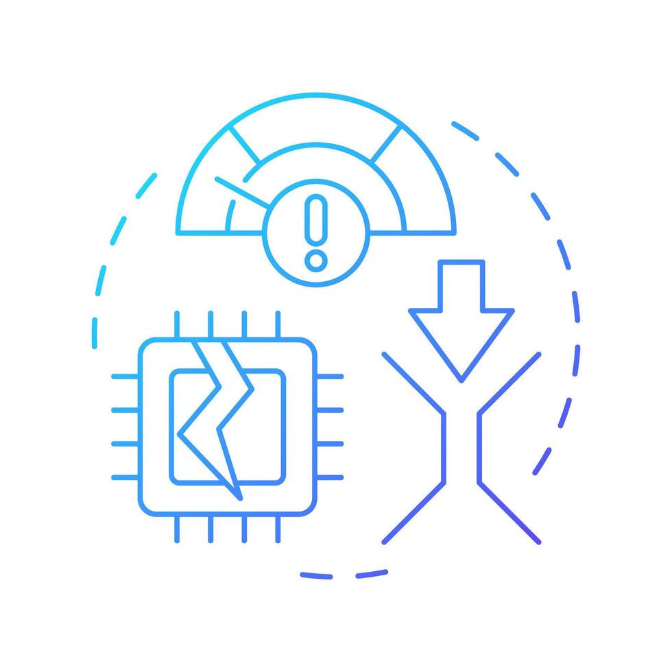 Scalability bottleneck blue gradient concept icon. Computing system, system performance. Efficiency, optimization. Round shape line illustration. Abstract idea. Graphic design. Easy to use article vector