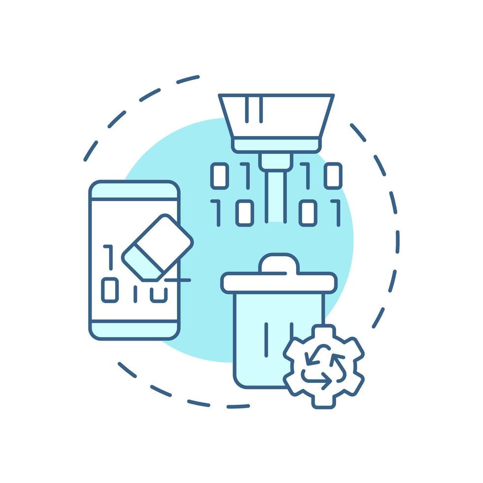 Remote wipe soft blue concept icon. Data management, cyber security. System, protocols. Round shape line illustration. Abstract idea. Graphic design. Easy to use in infographic, presentation vector