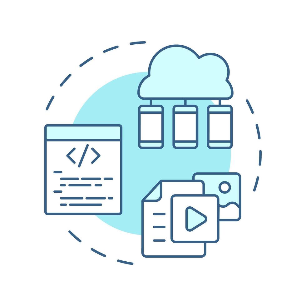 MCM soft blue concept icon. Mobile content management. Cyber security, device control. Round shape line illustration. Abstract idea. Graphic design. Easy to use in infographic, presentation vector