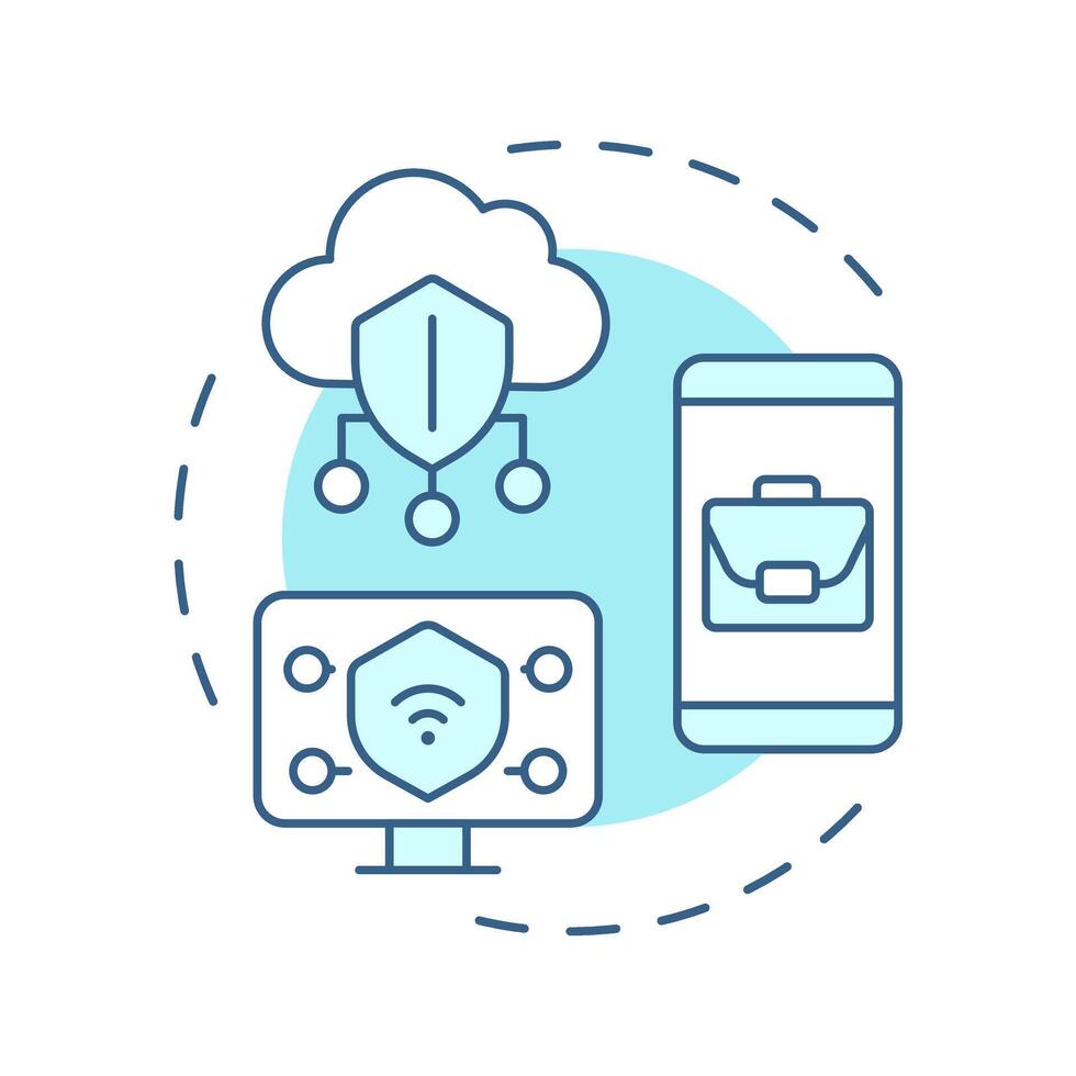 COBO soft blue concept icon. Corporate devices, business only. Security, protection. Round shape line illustration. Abstract idea. Graphic design. Easy to use in infographic, presentation vector