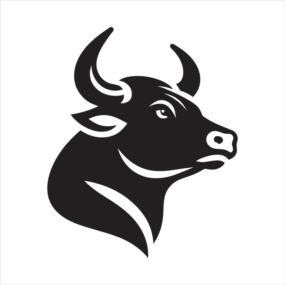 Bull Symbol Mark Silhouette Style With White Background vector