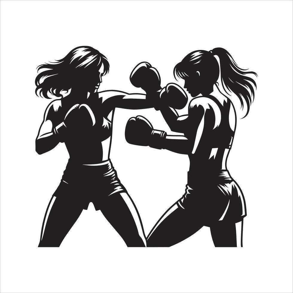 Female Boxing Silhouette vector