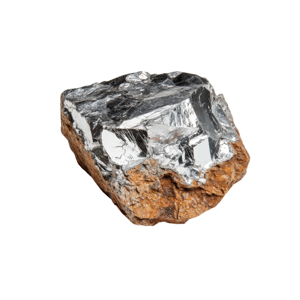 Metallic Rock with Shiny Silver Surface and Texture png