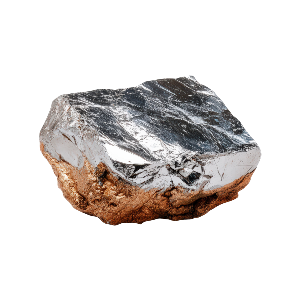 Metallic Rock with Shiny Surface and Irregular Shape png