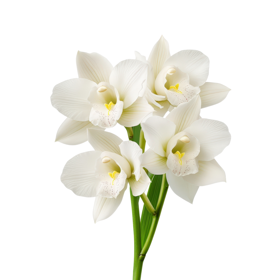 Elegant White Orchid Blooms on Transparent Background png