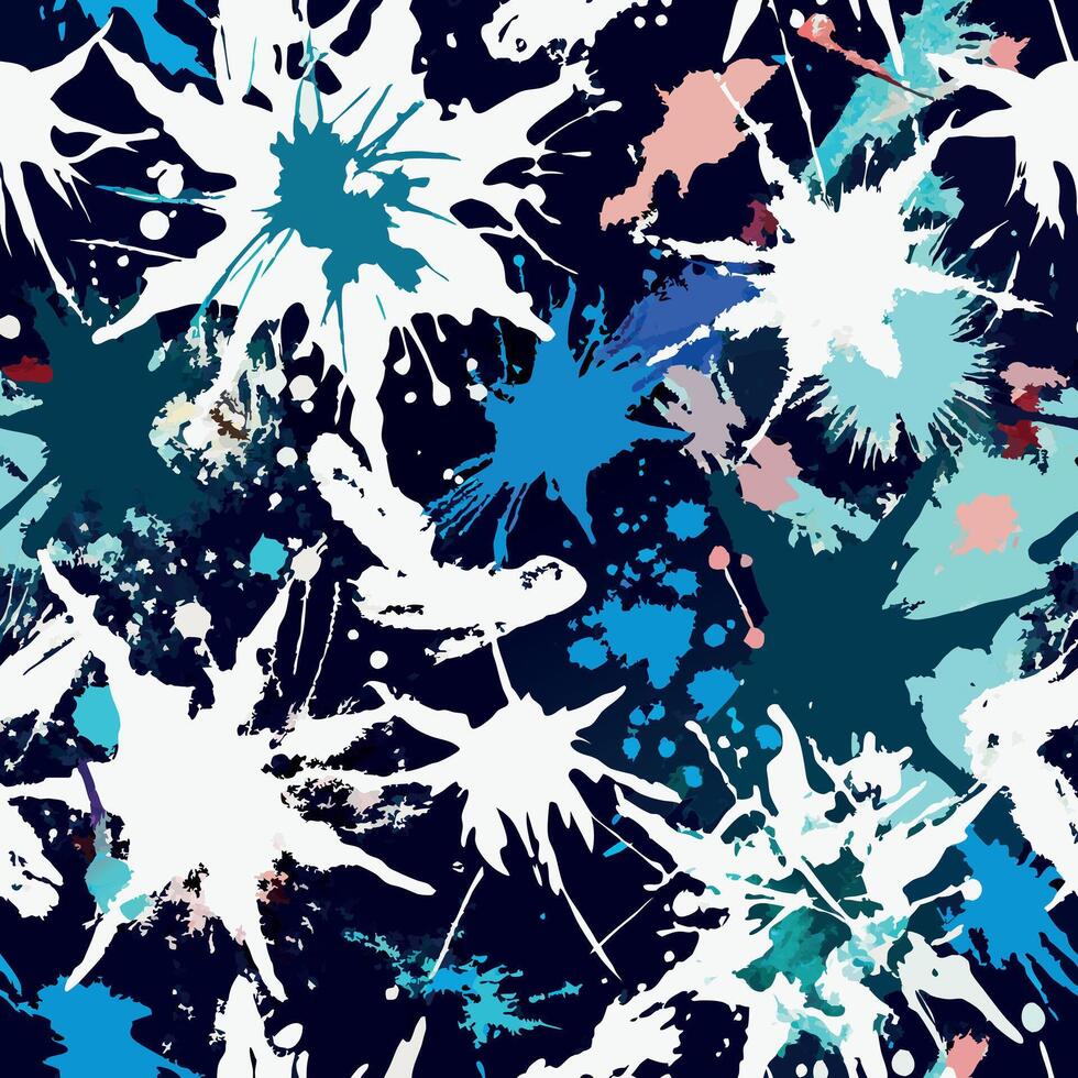A blue and white paint splatter pattern vector